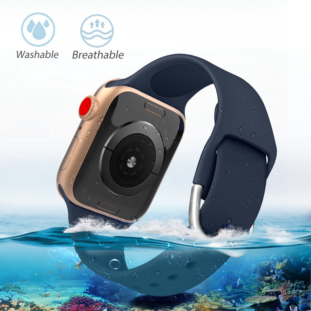 Dây Đeo Silicone Thoáng Khí Cho Đồng Hồ Thông Minh Apple Watch Series 6 / 5 / 4 / 3 / 2 / 1 / Se 38mm 40mm 42mm 44mm