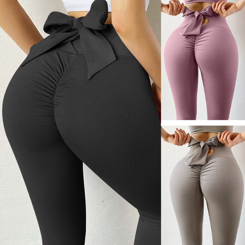 Quần Legging Lưng Cao Cột Dây Màu Sắc Trơn Dành Cho Nữ
