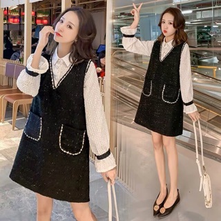 Váy dạ suông cho con bú có túi 2 bên ảnh thật