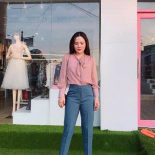 Quần baggy nữ, quần công sở mango lên form tôn dáng