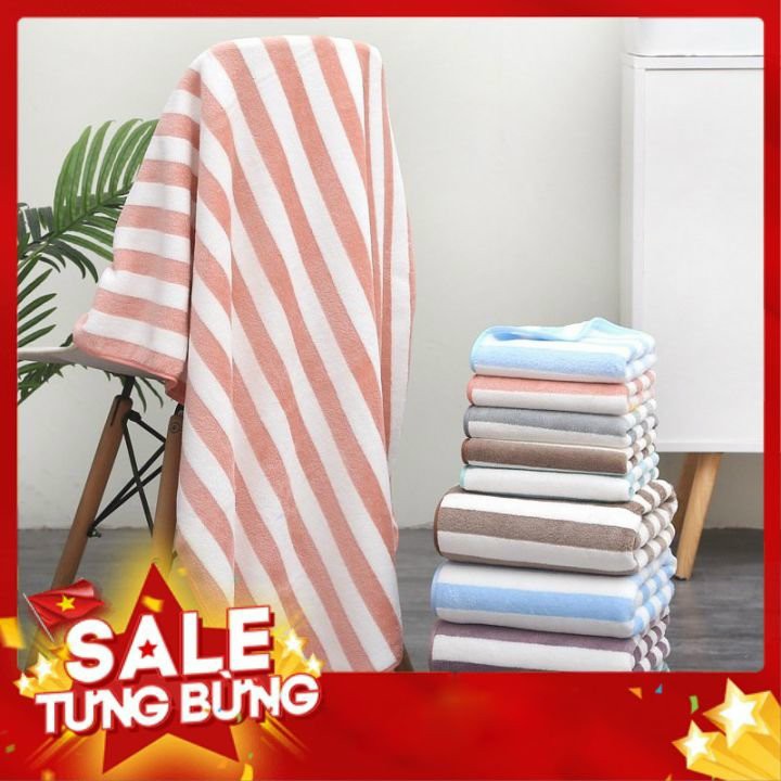 Khăn tắm kẻ lông cừu xuất Hàn 70x140cm giá sốc.