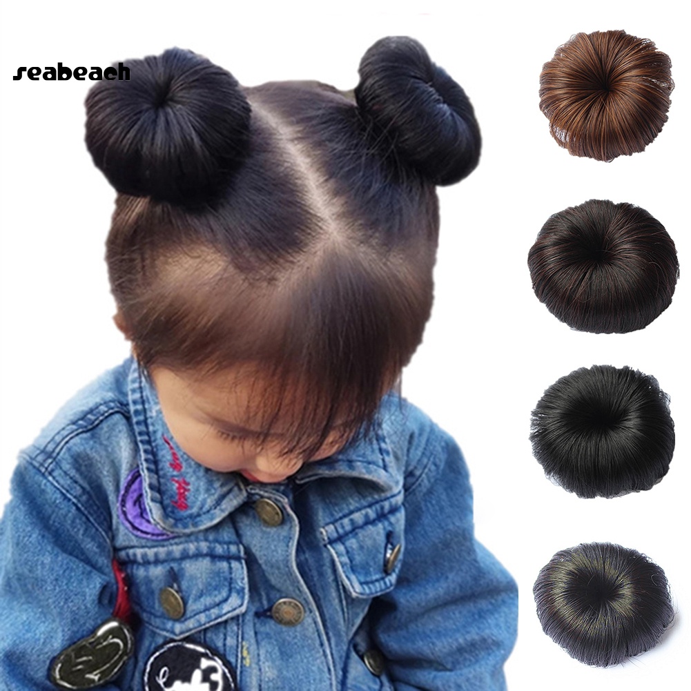 Búi tóc giả xoăn hình bánh donut xinh xắn cho bé gái