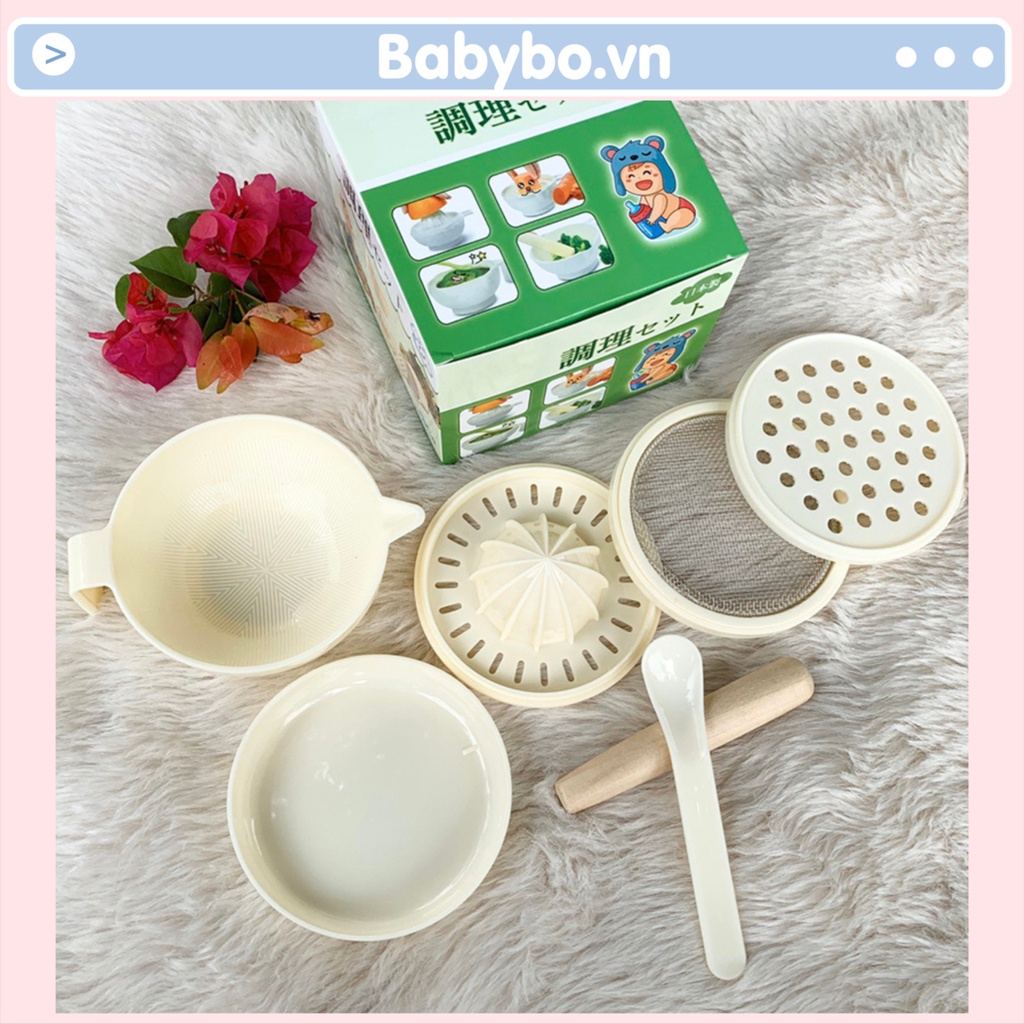 Bộ chế biến ăn dặm kiểu Nhật đa năng 7 chi tiết cho bé từ 5 tháng tuổi