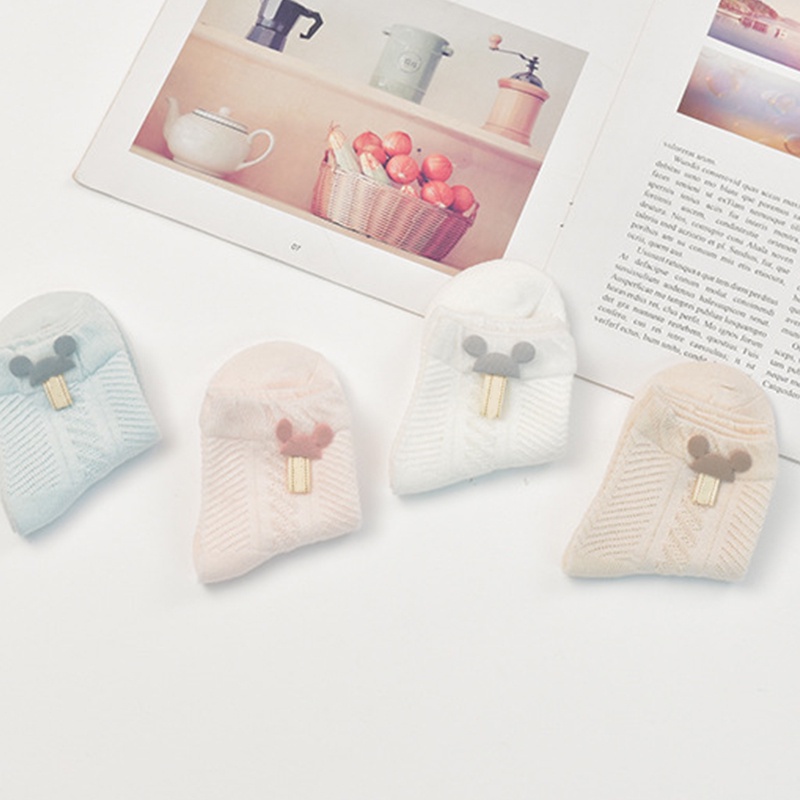 Tất cotton phối lưới thoáng khí phong cách gấu hoạt hình cho bé