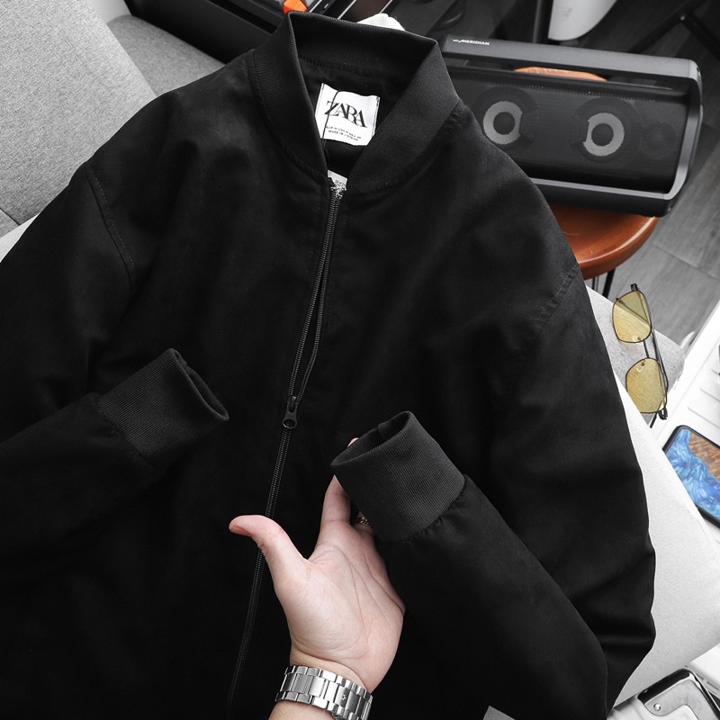 Áo khoác nhẹ Bomber da lộn ZR 2 lớp
