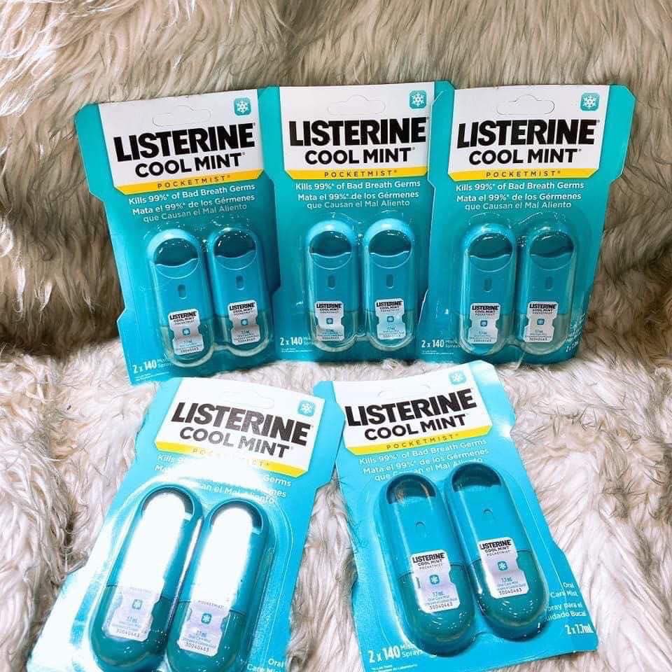 Xịt thơm miệng Listerine Cool Mint Pocketmist 7.7ml x 2