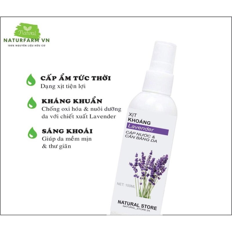Xịt khoáng Chiết xuất Oải Hương ( Lavender ) Organic- Cấp ẩm, giúp da mịn màng thư giãn