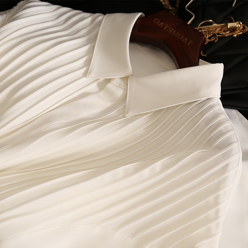 Phiên Bản Hàn Quốc Thời Trang Xếp Ly Voan Khâu Áo Sơ Mi Dài Tay Nữ Xuân Thu Phong Cách Phương Tây Phù Hợp Với dáng Rộng Ôm Hơn Nhìn Cl