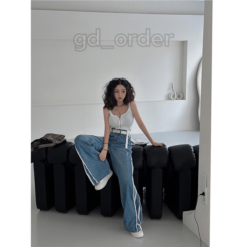 Q5|Quần jeans bò nữ ống rộng khóa kéo bên hông hàn quốc basic dễ mặc đi học, đi chơi gd_order