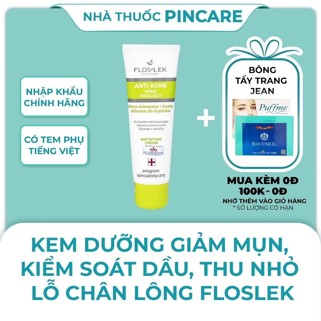 Kem dưỡng giảm mụn, kiểm soát dầu Floslek Mattifying Cream - Hàng chính hãng - Nhà thuốc PinCare