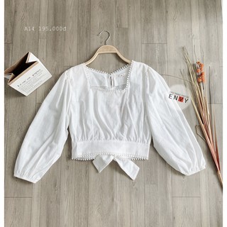 Áo kiểu croptop viền ren ENVY A14 cách điệu dễ thương