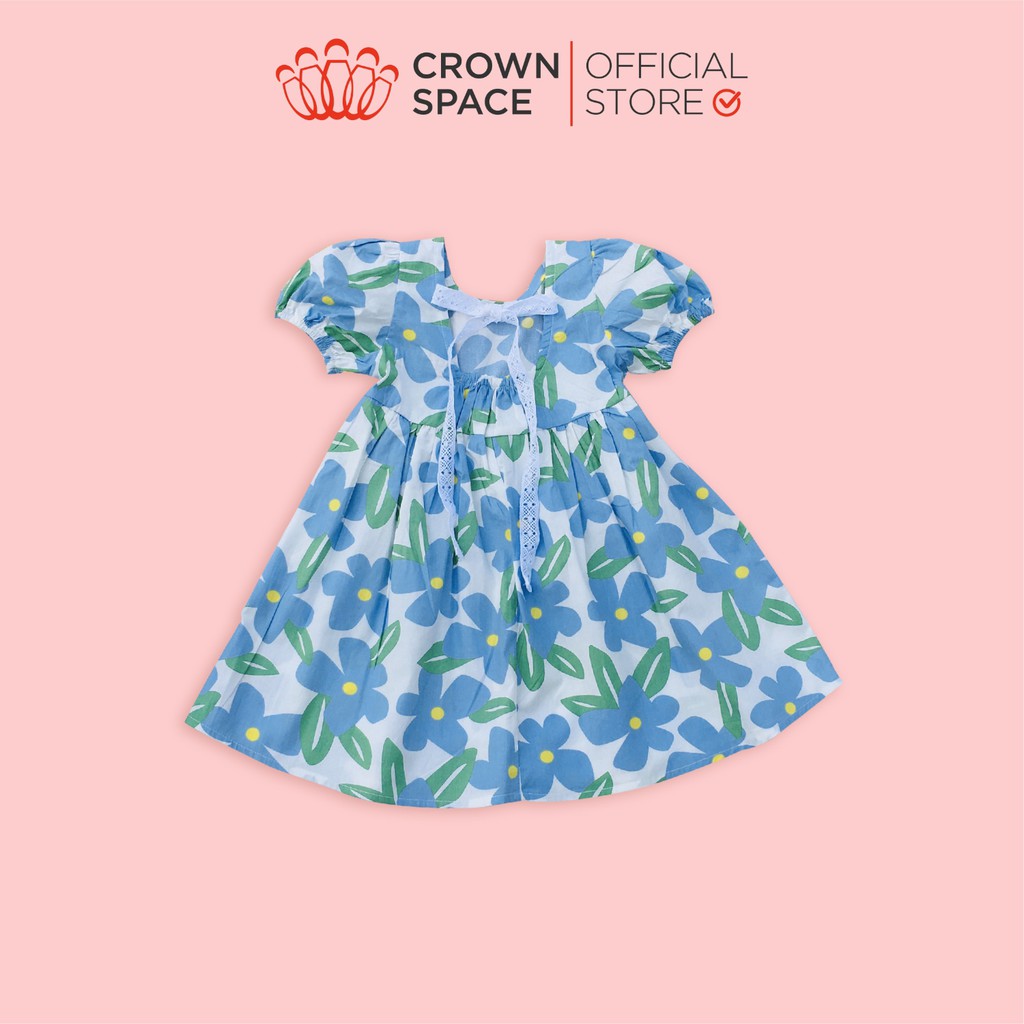 Váy Hoa Đậu Biếc Chính Hãng Crown Kids CKGS2811109 Size Từ 1-6 Cotton Thoáng Mát