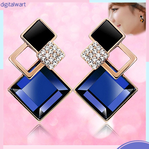 Bông Tai Đính Đá Hình Thoi Thời Trang Dành Cho Nữ