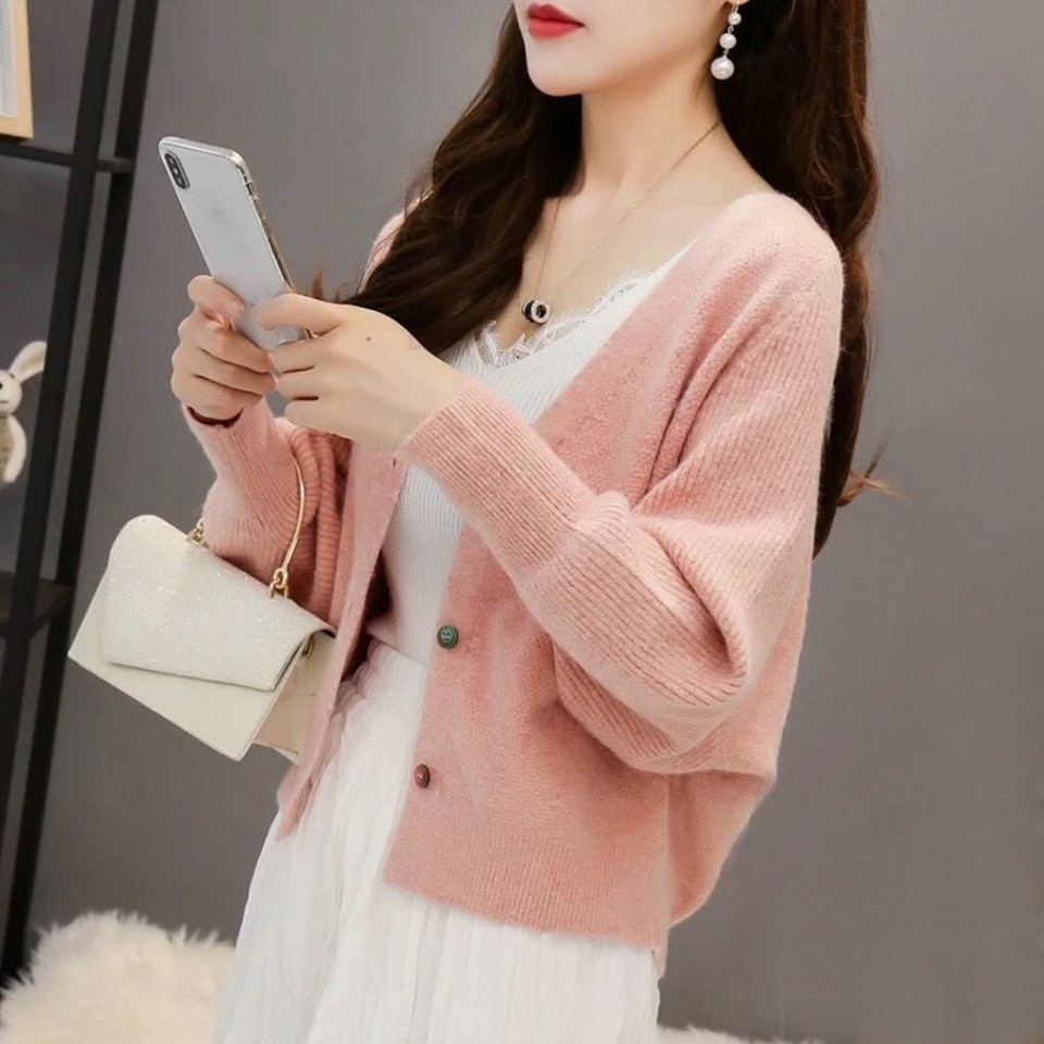 Áo Khoác Cardigan Nữ Mỏng Thời Trang, Áo khoác len nữ chất lông cừu hàng hiệu