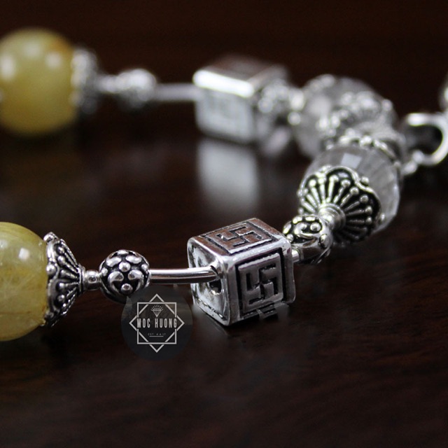 Charm bạc vuông chữ vạn - MH220