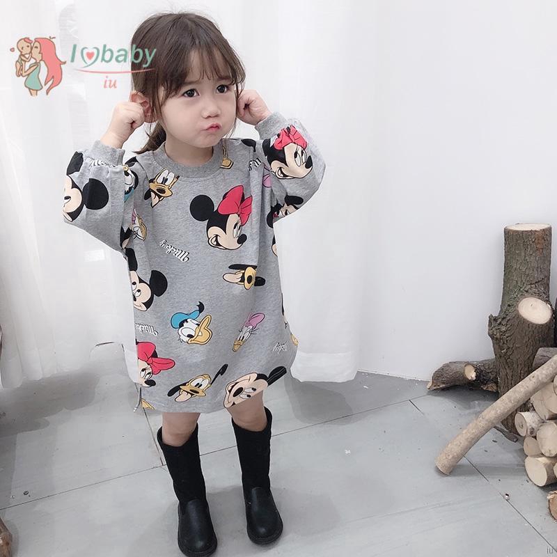 Đầm tay dài in hình chuột Mickey