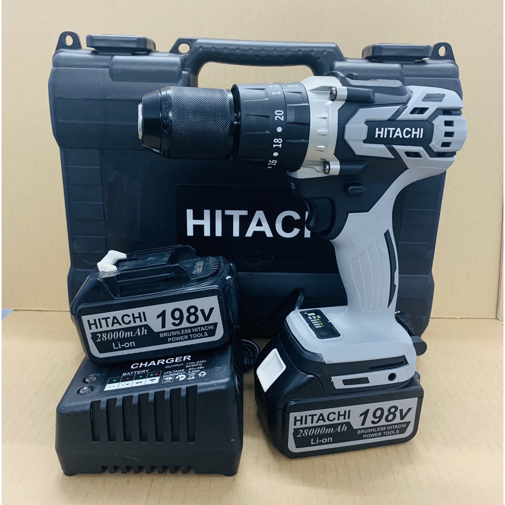 Máy khoan pin 198V Hitachi 3 chức năng có búa - Động cơ không chổi than siêu mạnh mẽ