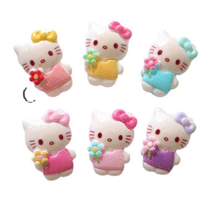 Charm (C482) slime/ Dụng Cụ Charm Trang Trí [Ko Keo &amp; Nút] Bé Kitty Cầm Hoa (2.5x1.7cm) - Giá 01 Cái
