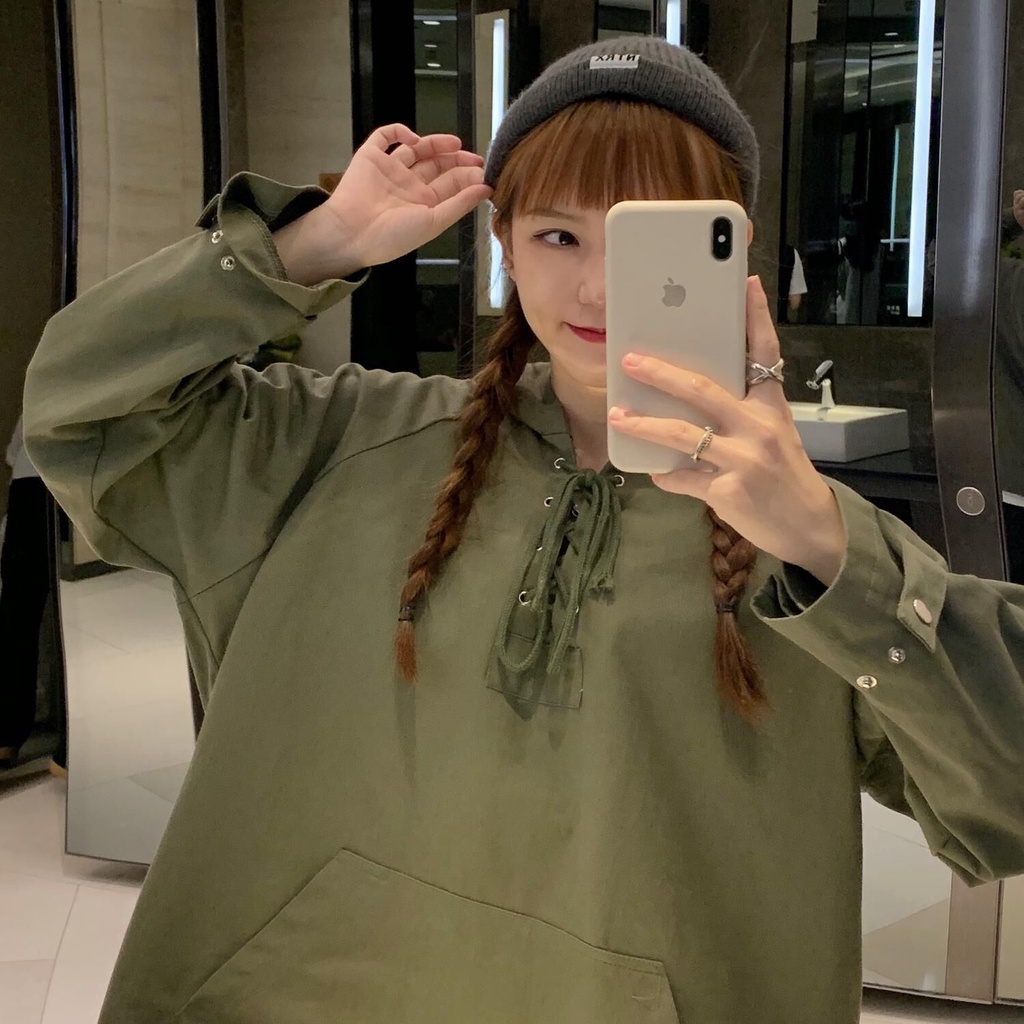 【ZHELIHANGFEI】Áo Hoodie Tay Dài Dáng Rộng Phong Cách Preppy