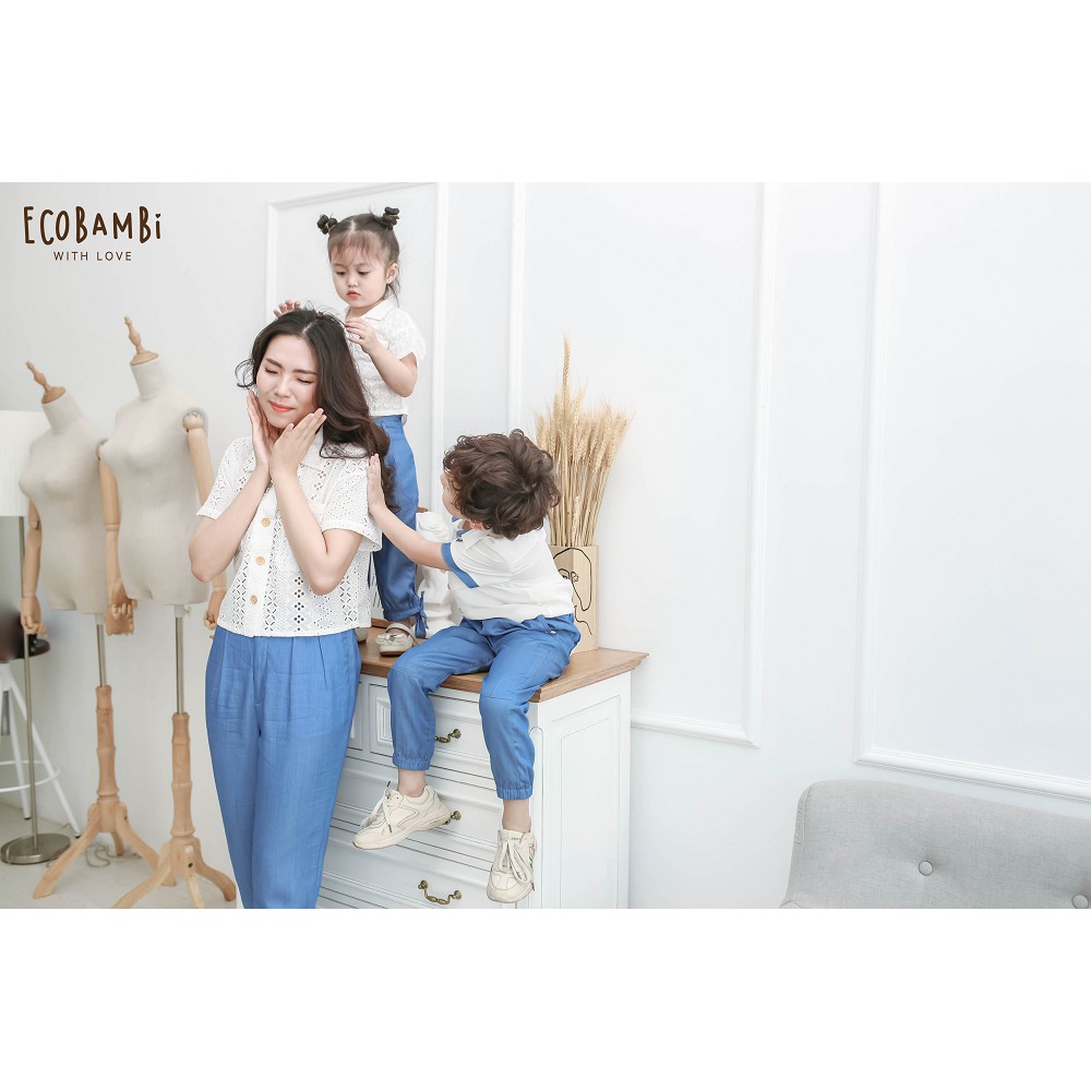 Áo sơ mi nữ cotton thêu mùa hè Ecobambi