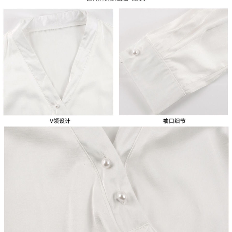 Áo Kiểu Tay Dài Cổ Chữ V Trễ Vai Phong Cách Pháp Quyến Rũ