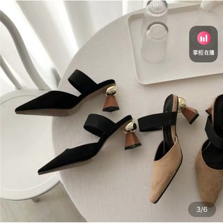 giày mule cao gót mũi nhọn