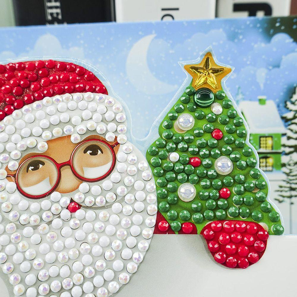 LEILY Thiệp Mời Dạng Tranh Đính Đá 5D Tự Làm Hình Ông Già Noel