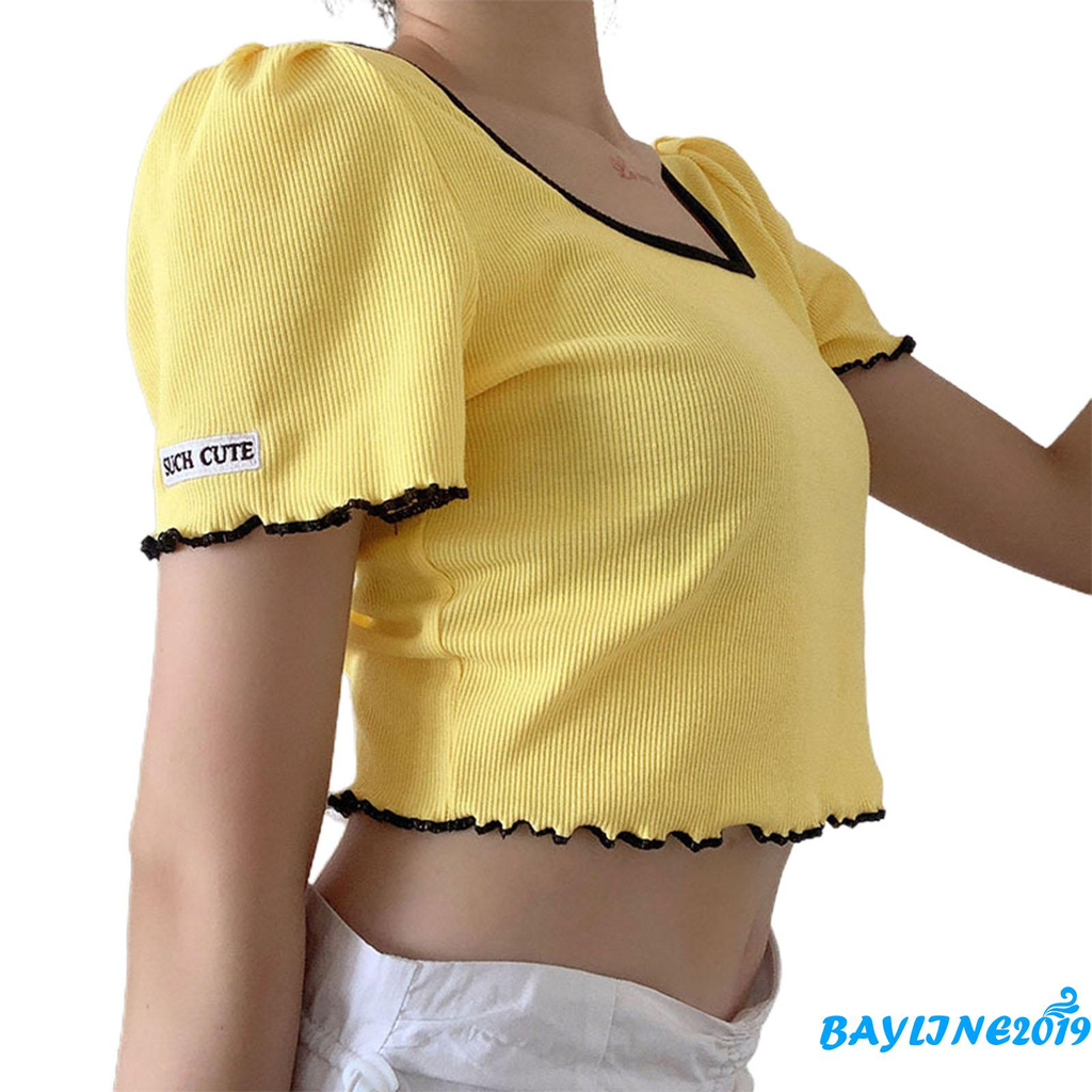 Áo Thun Lửng Ngắn Tay Quyến Rũ Dành Cho Nữ | BigBuy360 - bigbuy360.vn