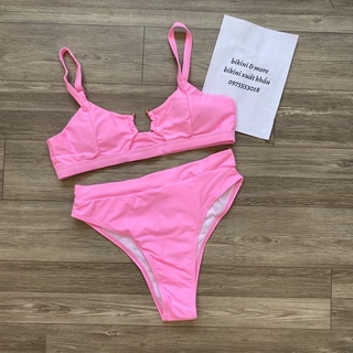 [BKN409] <ÂU> SET BIKINI KHUY NGỰC 5 MÀU (CẠP CAO) [XANH BEO/CAM/HỒNG/XANH MINT/ĐEN LOANG]