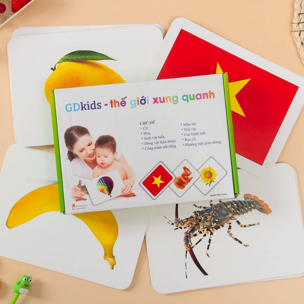 Bộ thẻ học glenn doman cho trẻ sơ sinh chuẩn flashcard thế giới xung quanh 100 thẻ Shop Bố Su