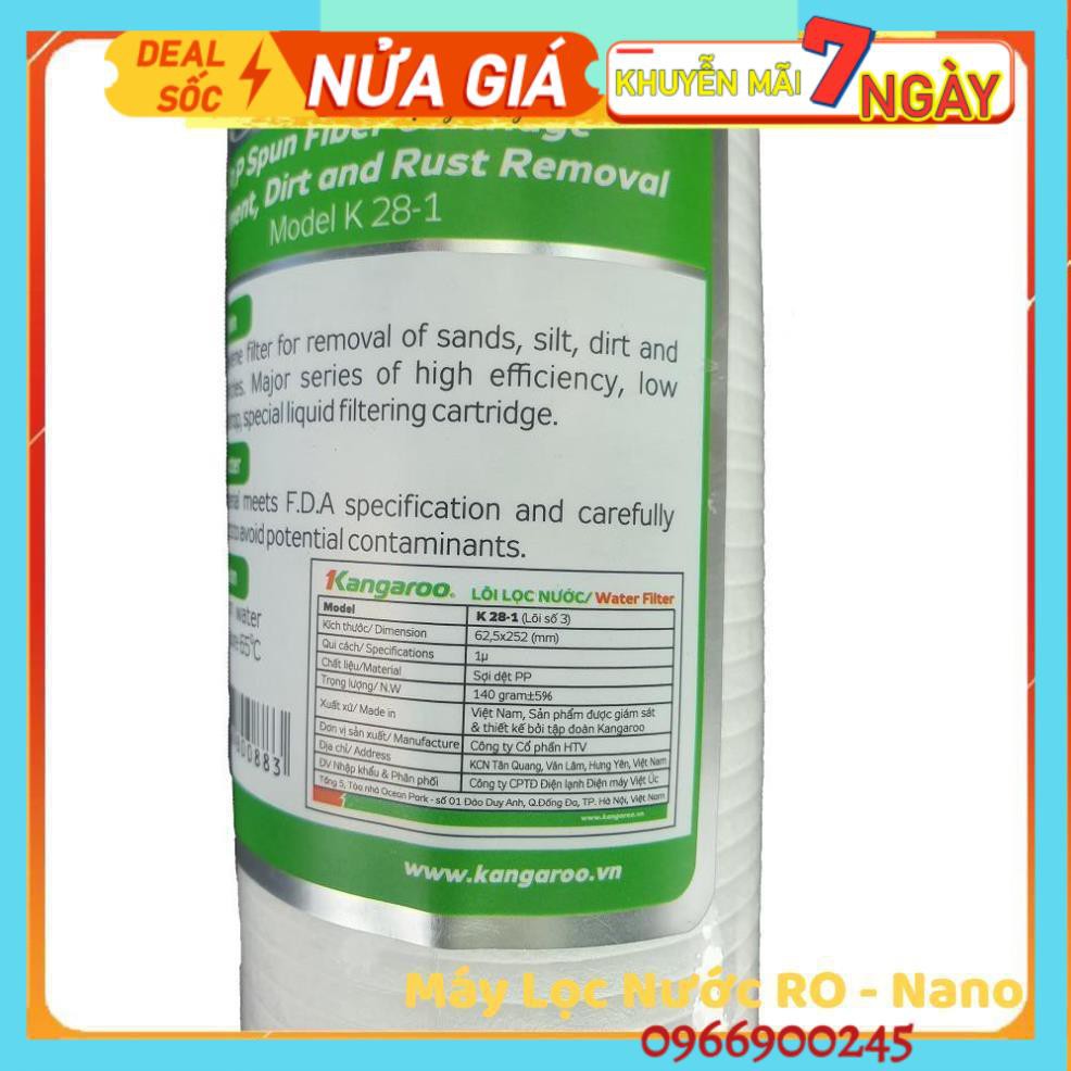 Giá Cực Sâu Giá Sốc Bộ 5 chiếc - Lõi lọc Kangaroo số 3 👉 Lõi Lọc Số 3 Kangaroo