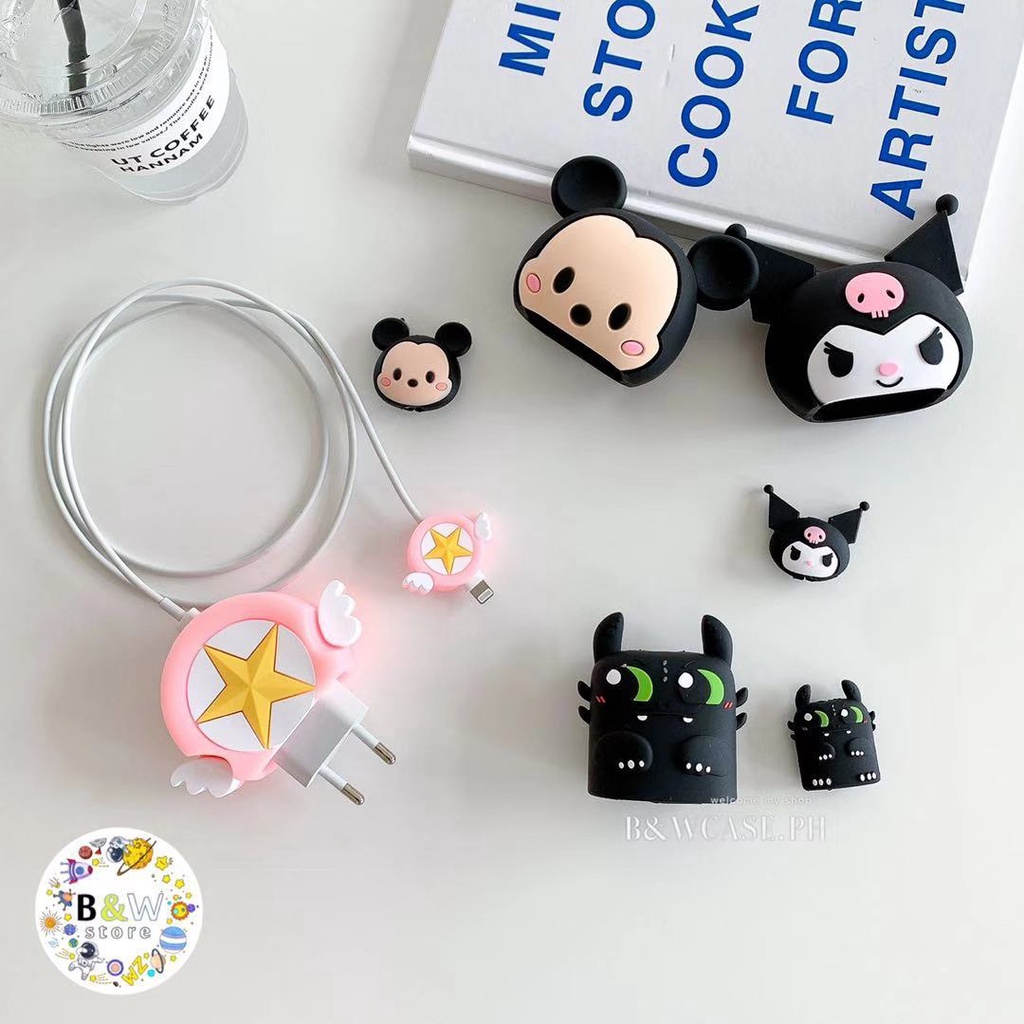 Phụ kiện bảo vệ dây cáp sạc nhanh hình thú hoạt hình thích hợp cho Iphone 18w 20w