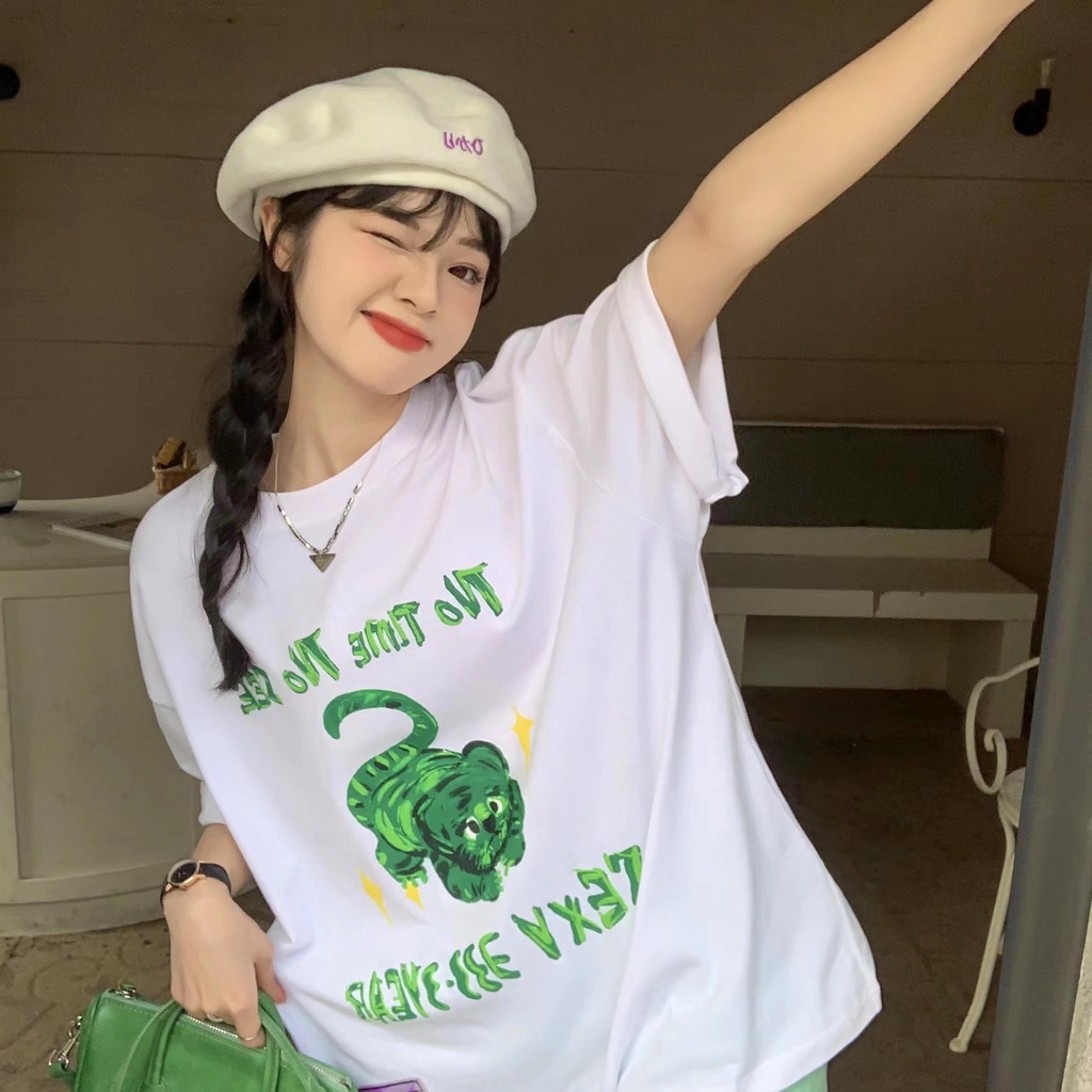 NRVP Áo Thun Nữ Tay Ngắn Cổ Tròn Cỡ Lớn Thời Trang Hàn Quốc