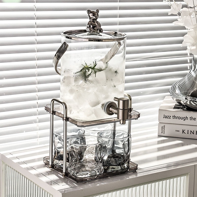 Ấm đun nước lạnh thủy tinh Bắc Âu có vòi Bộ gia dụng dung tích lớn trái cây trà giải khát cola xô