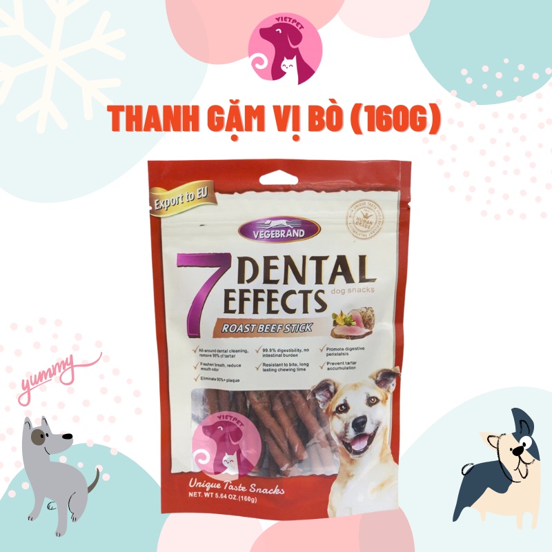 [160g] Thức Ăn Cho Chó - Xương gặm/ Thanh nhai cho chó 7 Dental Effects (Full vị) (Bò, Bơ, Sữa, Cá hồi &amp; Rau)