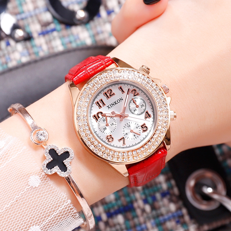 Xinkon Đồng Hồ quartz Chống Thấm Nước Đính Đá Thời Trang Dành Cho Nữ