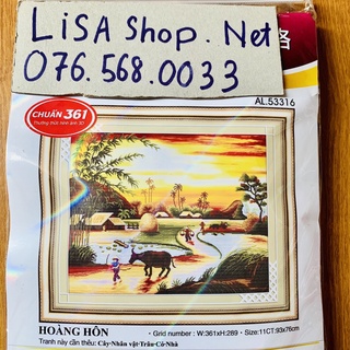 Tranh thêu chữ thập phong cảnh 53316 chưa thêu 3d