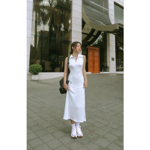 Đầm thun cổ sơ mi thiết kế cao cấp LUCETFASHION Glam Dress