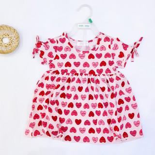 Váy tay nơ cotton cho bé từ của Messi lên từ cây vải xuất dư xịn