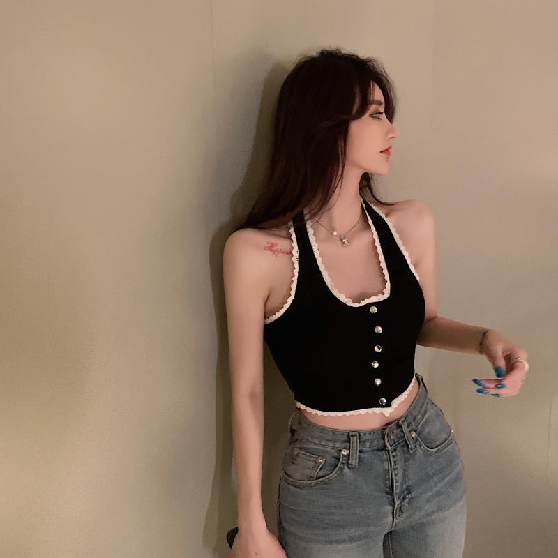 Áo Croptop Hai Dây Phối Ren Phong Cách Quyến Rũ Dành Cho Nữ | BigBuy360 - bigbuy360.vn