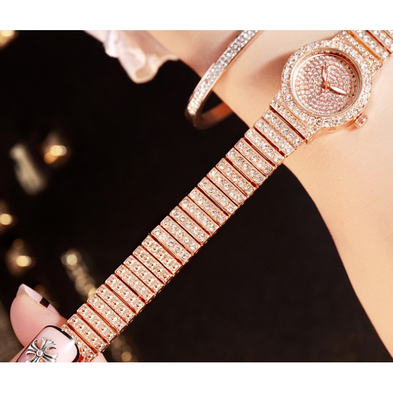 Đồng hồ thời trang nữ D-ZINER NTD01 mặt tròn đính đá cao cấp đẹp dây kim loại - LINDO