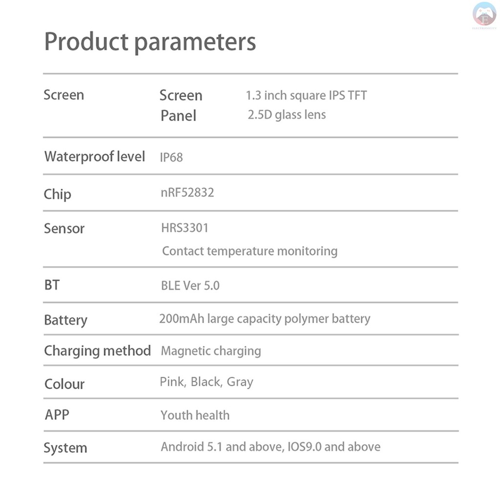 ANDROID Đồng Hồ Thông Minh Elec 1.3 '' Chống Thấm Nước Ip68 Màn Hình Cảm Ứng Theo Dõi Nhịp Tim