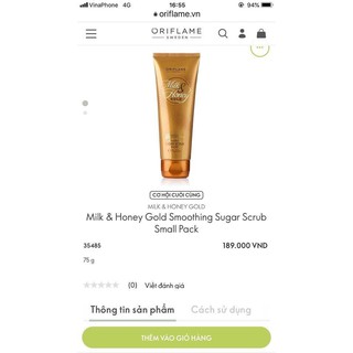35485 Kem tắm tẩy da chết sữa và mật ong Milk & Honey Gold Smoothing Sugar Scrub