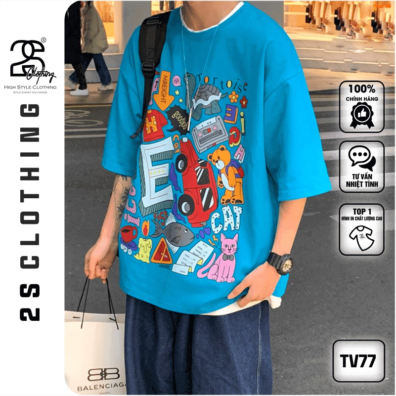Áo Phông Trắng Nam Form Rộng 2s Clothing Áo Thun Nam Basic Tee Oversize Cotton Giá Rẻ In Hình Thời Trang Cá Tính TV77 | BigBuy360 - bigbuy360.vn