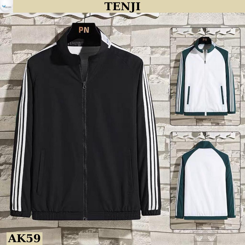 Áo khoác dù nam ak59tj ao khoác nam 3 sọc tay họa tiết cá tính trẻ trung năng động tenji store
