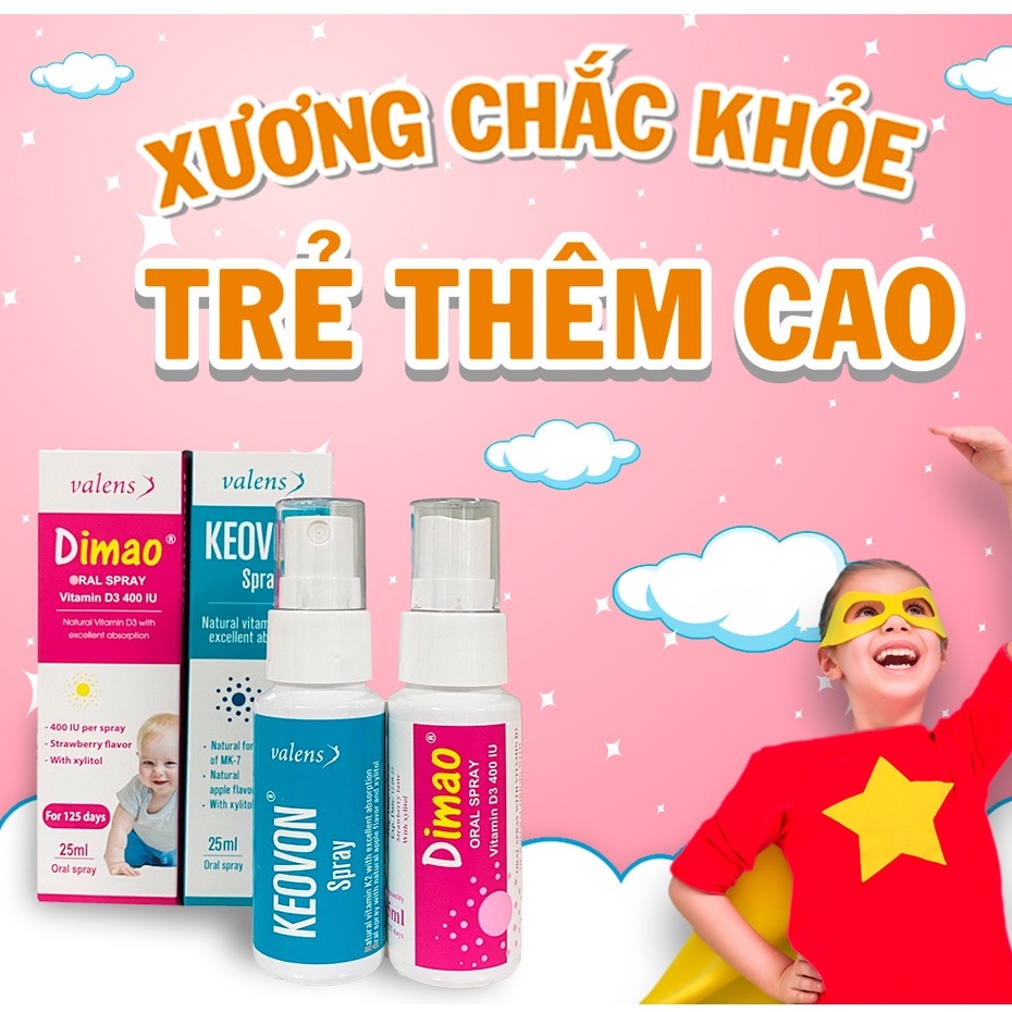 Combo Tăng chiều cao Dimao Vitamin D3 và Kevon Vitamin K2 25ml