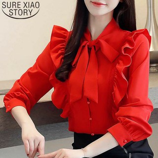 Áo sơ mi nữ lụa cổ nơ bèo vai áo hot hit 2021