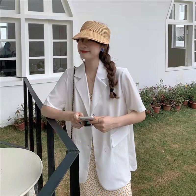 Áo Khoác Blazer Tay Ngắn Khoác Ngoài 1 Lớp Phong Cách Hàn Quốc - BLA22058