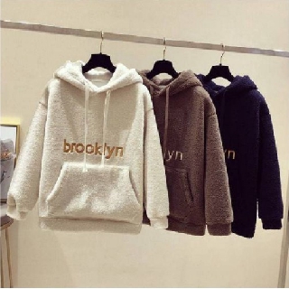 Áo Hoodie Vải Nhung Dày Dặn Dáng Rộng Cá Tính Thời Trang Hàn Quốc