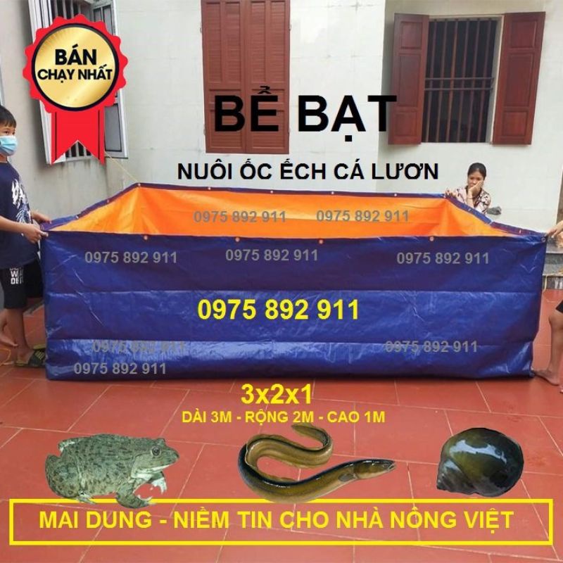 Bể bạt nuôi ốc ếch cá  ( 3x2x1 ) xanh cam